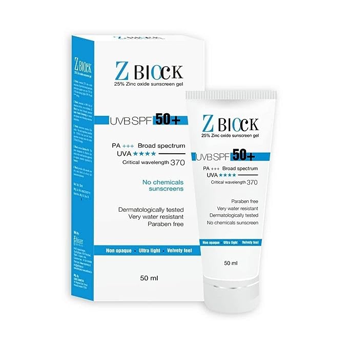 "Zblock 50 SPF Sunscreen Bottle"