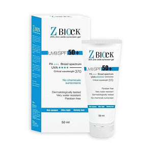 "Zblock 50 SPF Sunscreen Bottle"