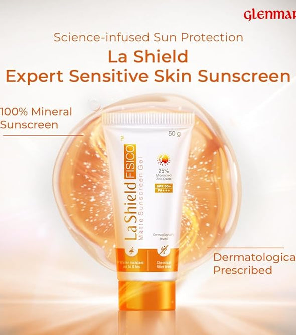 La Shield Fisico Matte SPF 50 PA+++ Sunscreen Gel | Water-Resistant & Paraben-Free