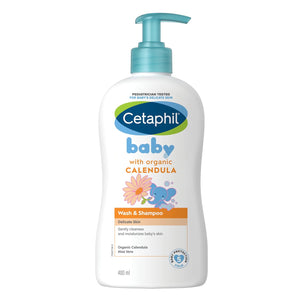 Cetaphil Baby Wash & Shampoo with Organic Calendula (400ml) bottle - Gentle baby care product